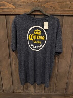 Corona Navy Short Sleeve Tee with Yellow Logo